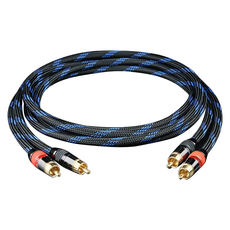 Cable de Audio RCA estéreo HIFI 6N OFC macho a macho 2RCA a 2RCA Cable de Audio con conector chapado en oro para amplificador de