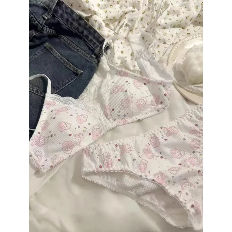 Roupa íntima japonesa para meninas, reunião fina sem armação, não copo triangular vazio, sutiã doce