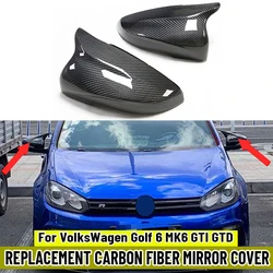 Carbon Fiber Replacement Rearview Mirror Cover For Volkswagen Golf 6 MK6 Gti R-Line 2008-2012 OEM/M Style Car Side Mirror Caps