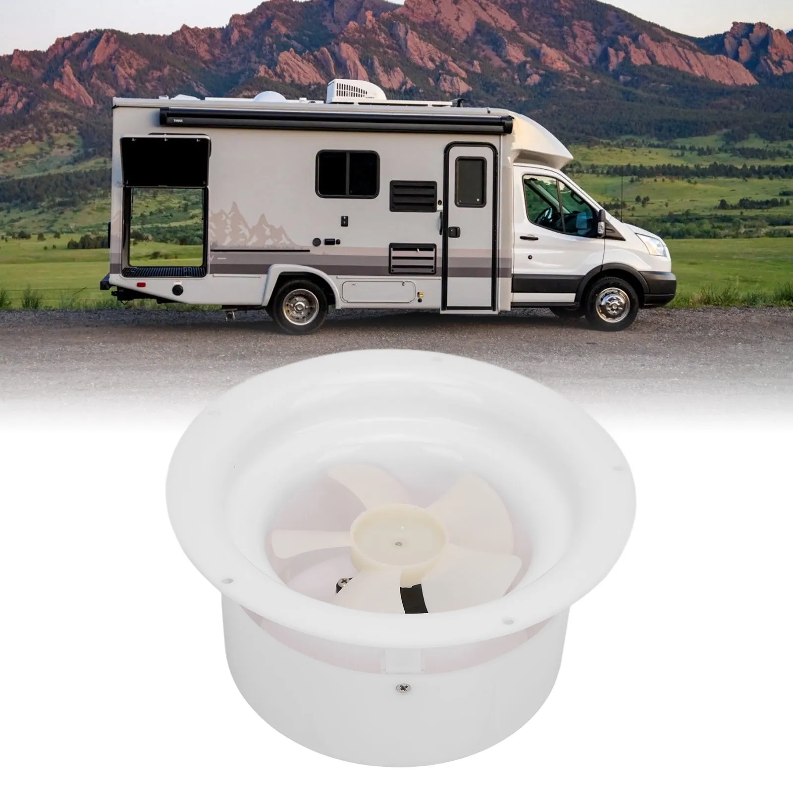 

Solar Powered RV Vent Fan Exhaust Fan Stable Design with Screws for Boat Trailer Camping Car Low Noise IPX4 Waterproof Easy
