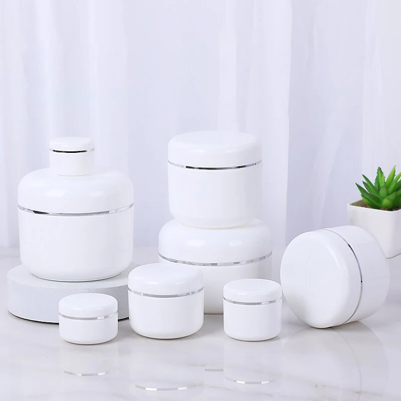 White Refillable Bottles For Travel Face Cream Lotion Cosmetic Container Plastic Empty Makeup Jar Pot 10/20/30/50/100/150/250g