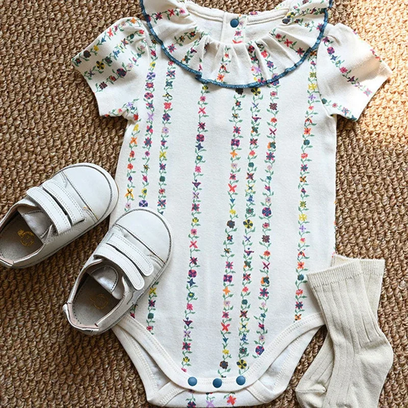 2026 New Summer Newborn Baby Girl Romper Short sleeved cotton print Toddler Baby Girls Jumpsuit 0-24M Children Clothes