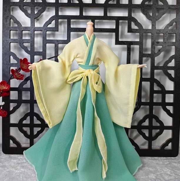 1/6 Maßstab Weibliches klassisches Hanfu-Kleid im antiken Stil mit weiten Ärmeln und trägerlosem Design für 12'' Tbl Ph Actionfigur-Körpermodell – Detail 13