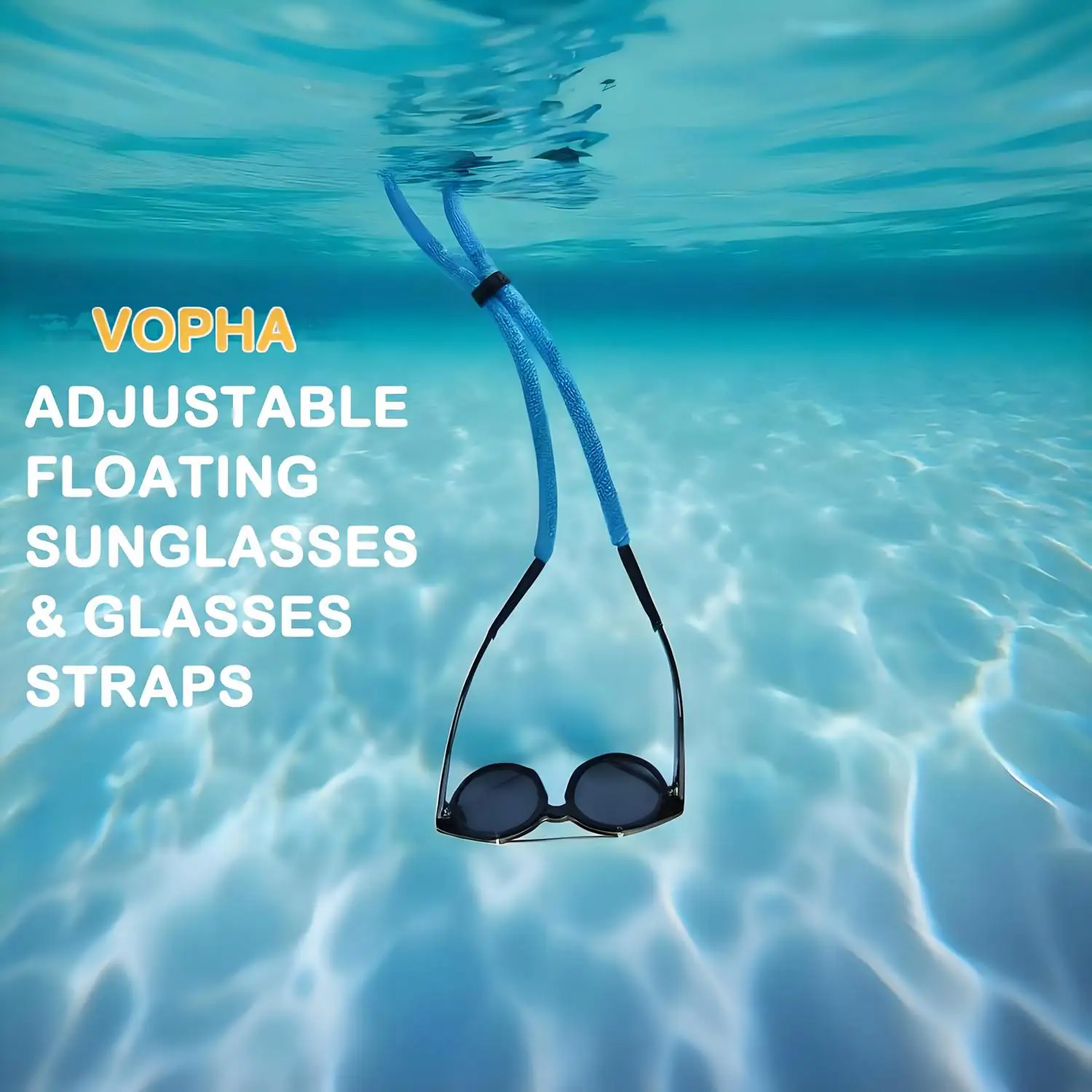 Adjustable Anti-Slip Floating Foam Eyeglasses Straps, Water Sport Glasses Cord Lanyard Holder for Swimming Surfing Boating PS08