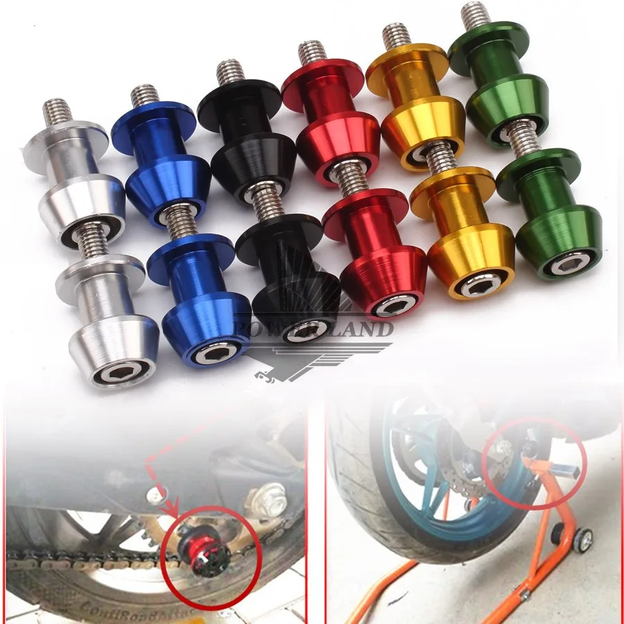 6colors 10mm Motorcycle  Rear Stand Swing Arm Spool Sliders Stand Swingarm Bobbins Spools Stands Screws for Motocycles Custom