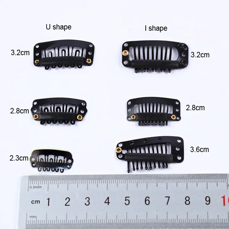 50pcs 2.3cm-3.6cm Black Brown Color Wig Clips Snap Clip For Hair Extension Wig Weft Wig PP Hairpins Large Clips Styling Tools