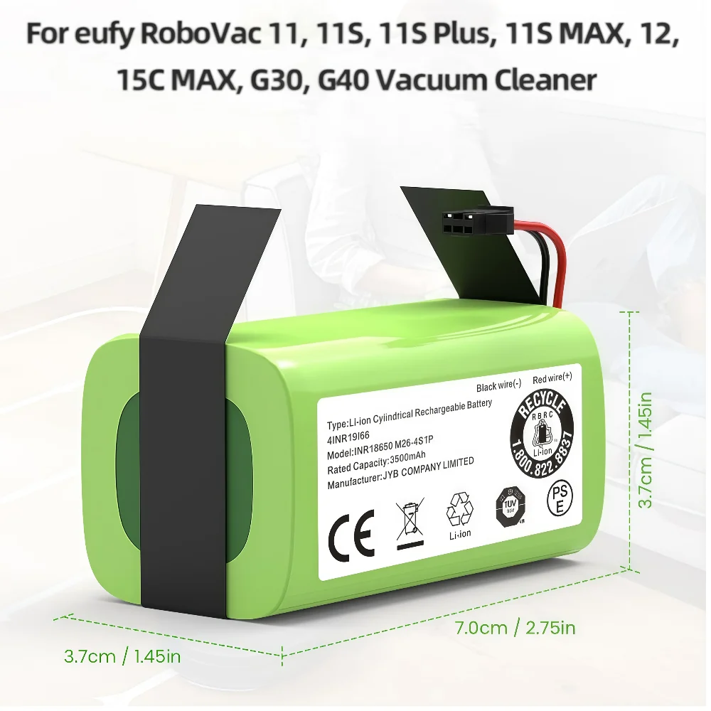 

Сменная литий-ионная аккумуляторная батарея 14,4 В, 3500 мАч, совместимая с Ecovacs Deebot N79S, N79, DN622, Eufy RoboVac 11,11S