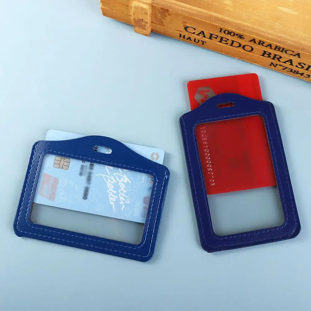 PU Leather ID Badge Case Transparent Work Identity Business Card Holder Bank Card Employee Card Name Card Cover Office Supplies