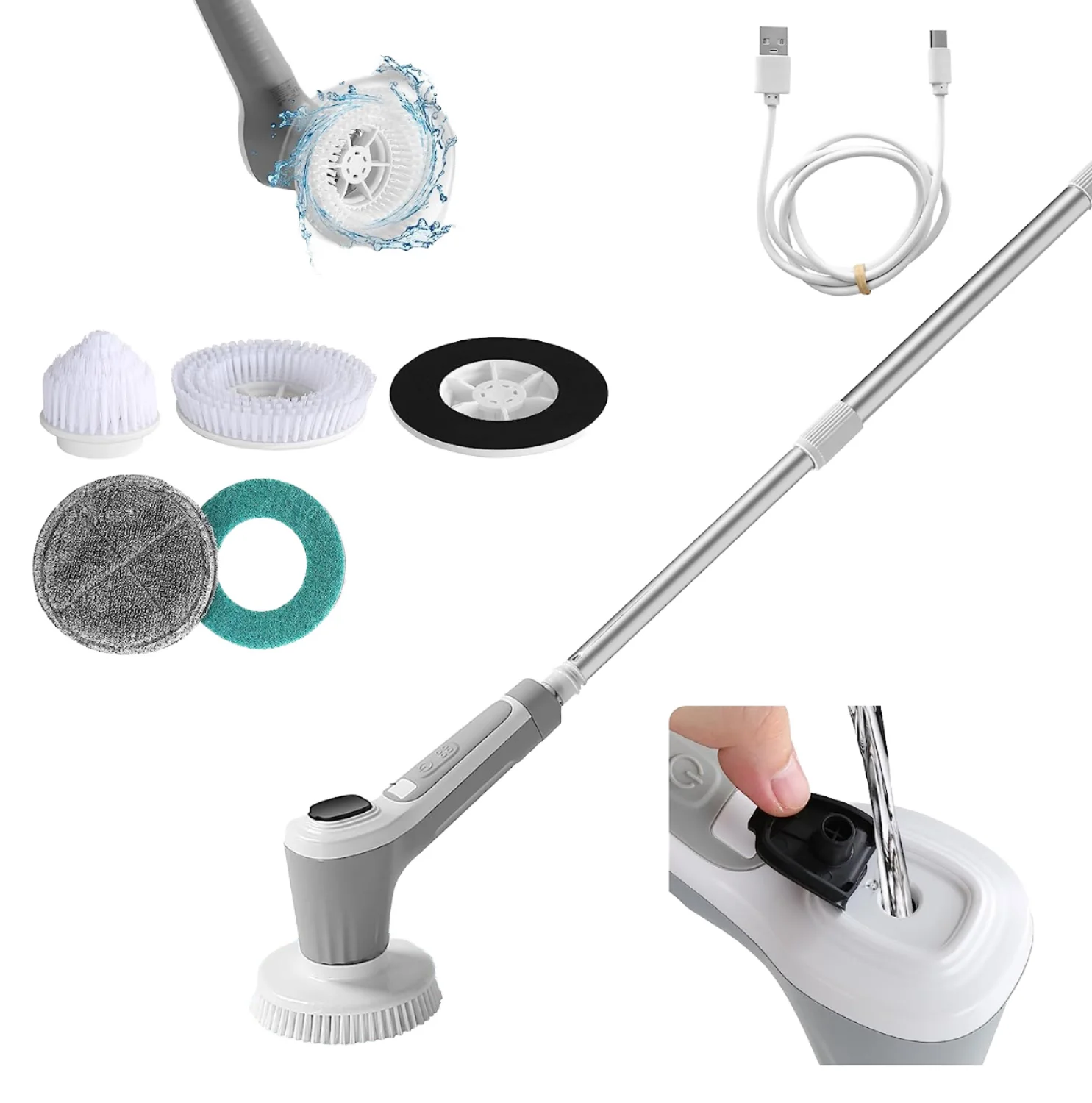 

Щетка для чистки электрической скруббера с цифровым дисплеем батареи, варианты скорости 320 об/мин и 280 об/мин для использования в автомобиле и туалете