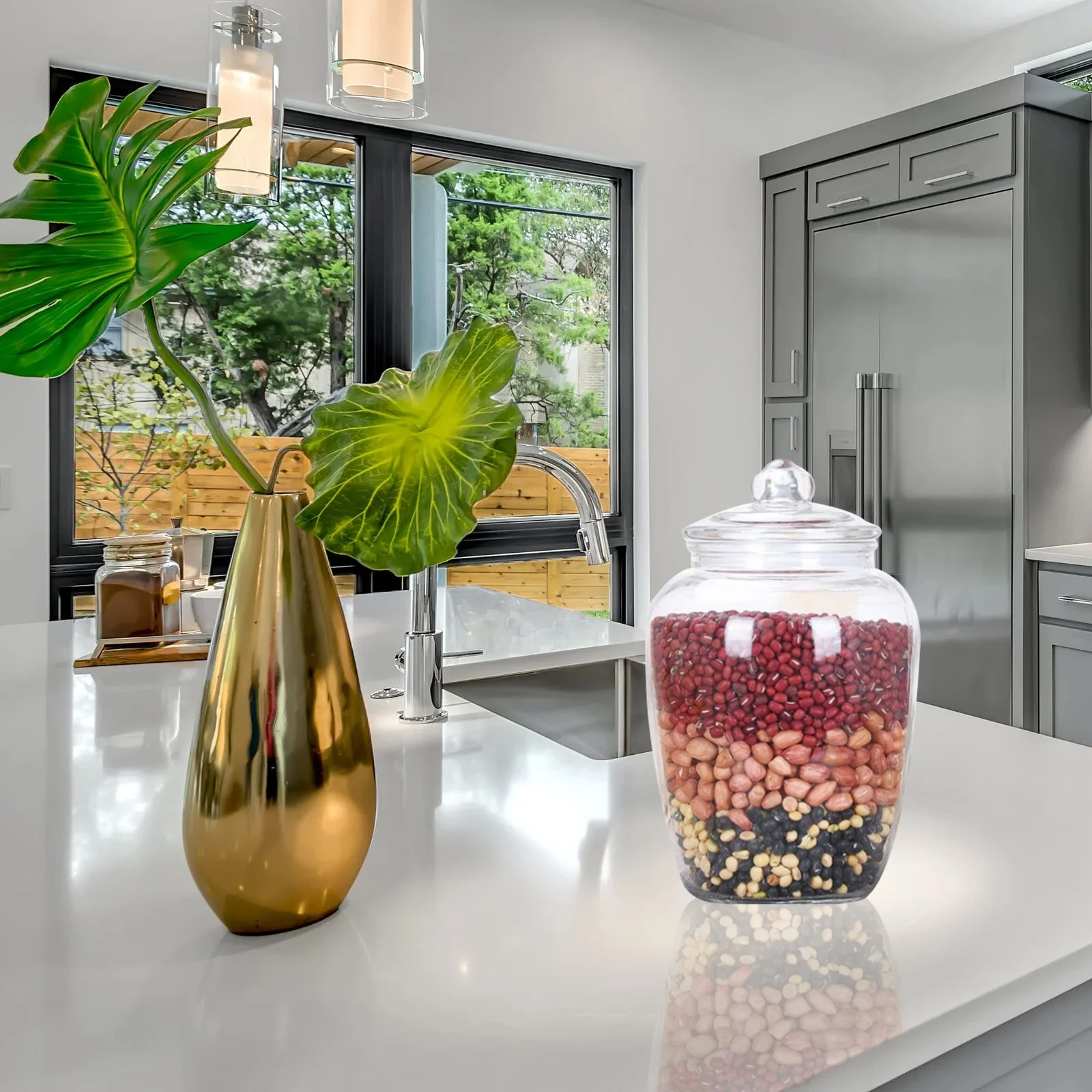 

1Pcs Large Capacity Transparent Glass Storage Container Airtight Sealed Jar for Food Grains Snacks Tea Coffee Clear Glass Jar