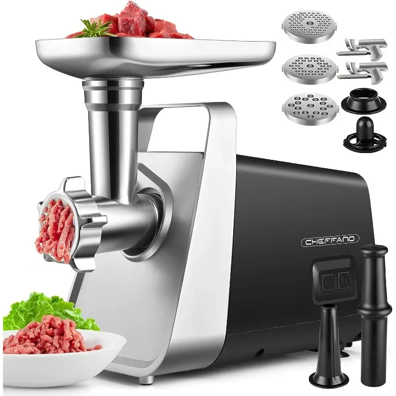 

CHEFFANO Meat Grinder Electric, 350W[2000W Max] Electric MeatGrinder, Molino De Carne, Meat Mincer /w Stainless Steel 2 Blades