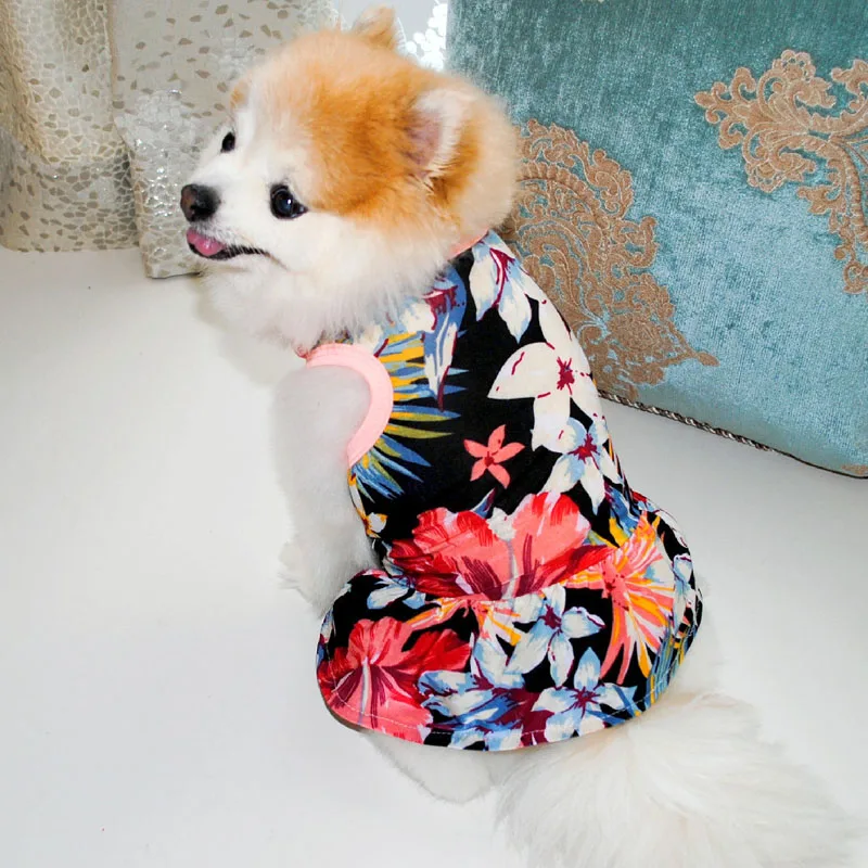 Ropa de verano para perros sin mangas con capucha floral - imagen 5