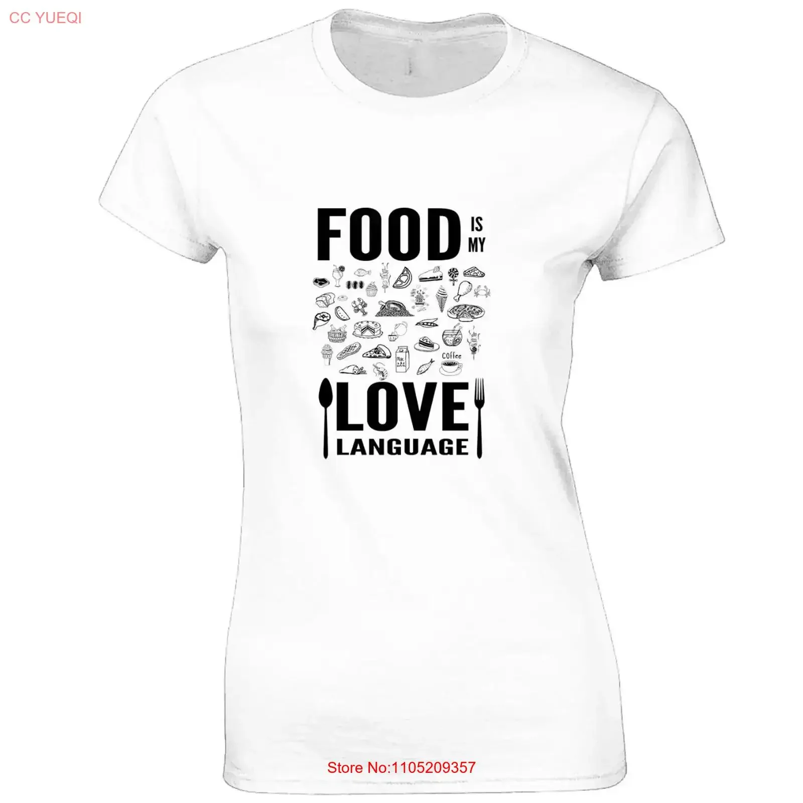 

ЖЕНСКАЯ ФУТБОЛКА FOOD IS MY LOVE LANGUAGE КРУТОЙ ДИЗАЙН СМЕШНАЯ ШУТБОЛКА ПОДАРОК IDEA винтажная стираная универсальная уличная мода Повседневная