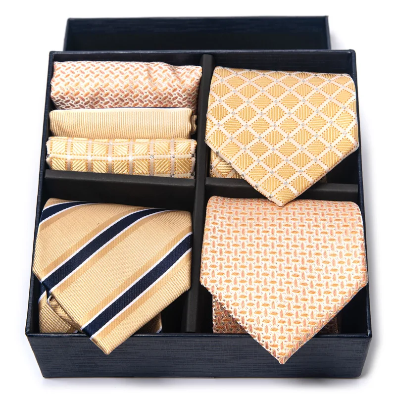 Tie men's formal business four grid gift box set with stripes, new stock handmade 8cm, with gift box packaging