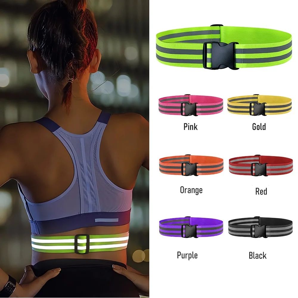 High Visibility Motor Bands Elastic Waistbands And Wristbands Reflective Waist Belt Safety For Night Running Jogging Cycling