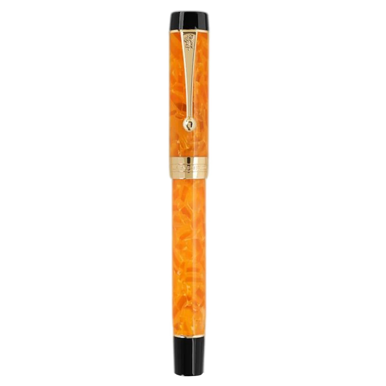 jinhao 100 centenario resina caneta tinteiro iridum f nib com conversor sliver clipe escritorio de negocios escrita canetas laranja presentes novo 01