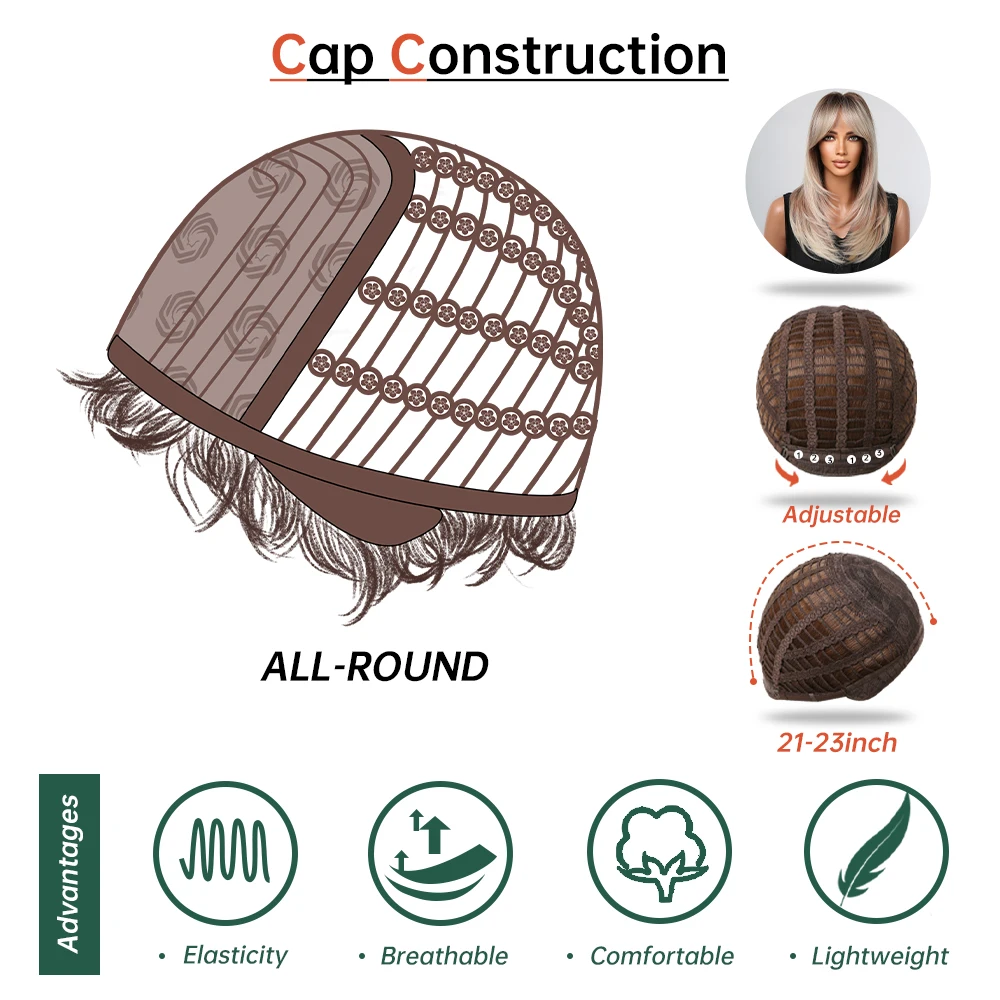 تسليط الضوء على شعر مستعار اصطناعي أشقر للنساء شعر مستعار تأثيري مع الانفجارات الطبقات مستقيم شعر مستعار للحفلات الاستخدام اليومي شعر مستعار مقاوم للحرارة #6