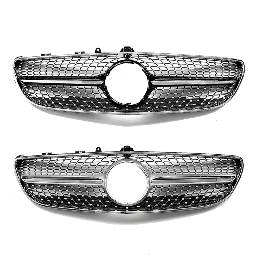 XVIP Chrome Diamonds Grill For Mercedes Benz CLS-Class W218 C218 X218 15-18 CLS400 CLS500 CLS550 Silver GTR Grille Exterior Part