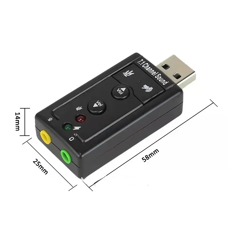 

NEW 7.1 CH Channel USB Audio Sound Card USB 2.0 Mic Speaker Audio Headset With Microphone 3.5mm Jack Converter for pc 1pcs