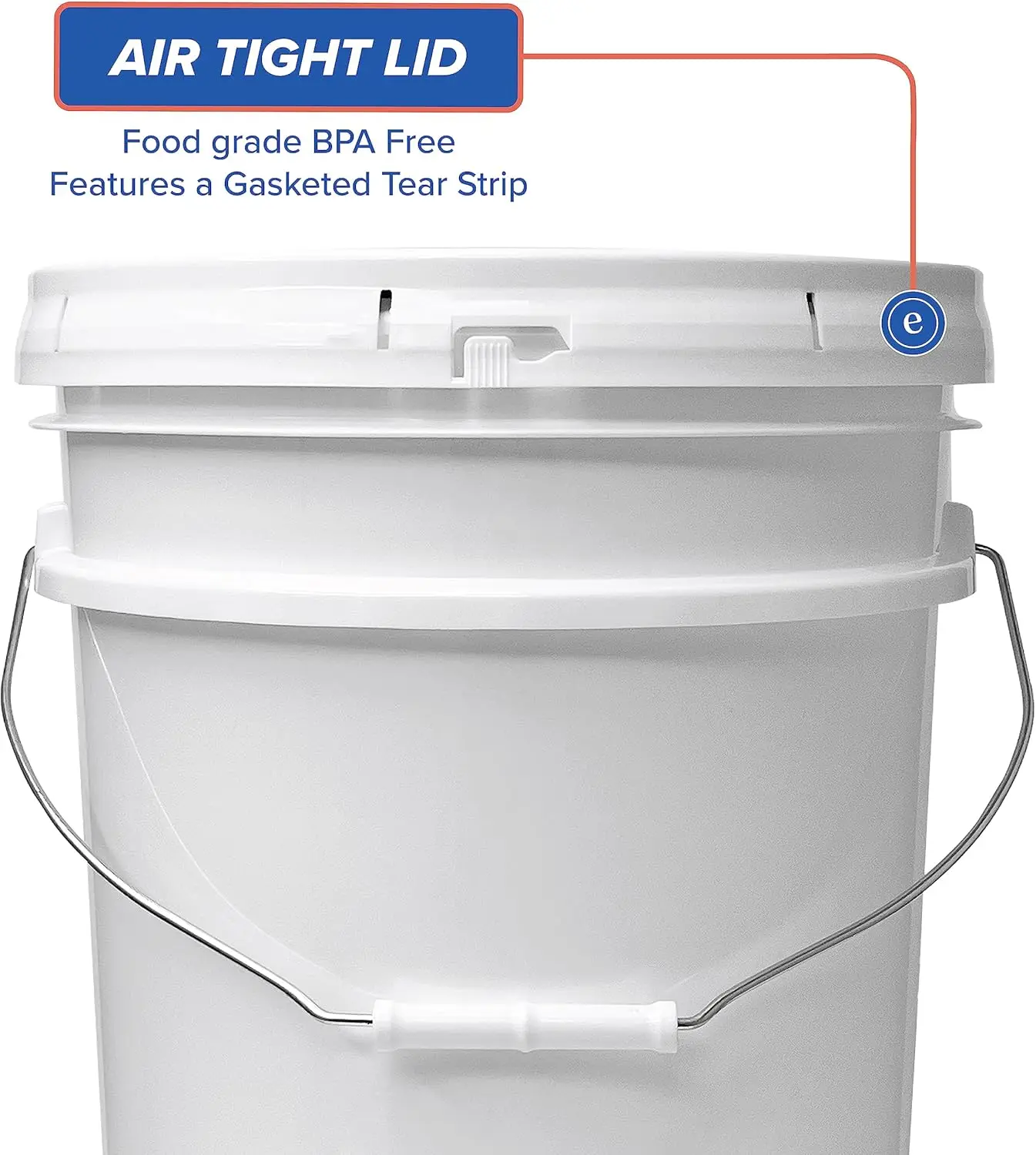 ePackageSupply 5 Gallon White Bucket & Lid, Made in The USA, Durable 90 Mil All Purpose Pail, Food Grade, No BPA, 60 Pack