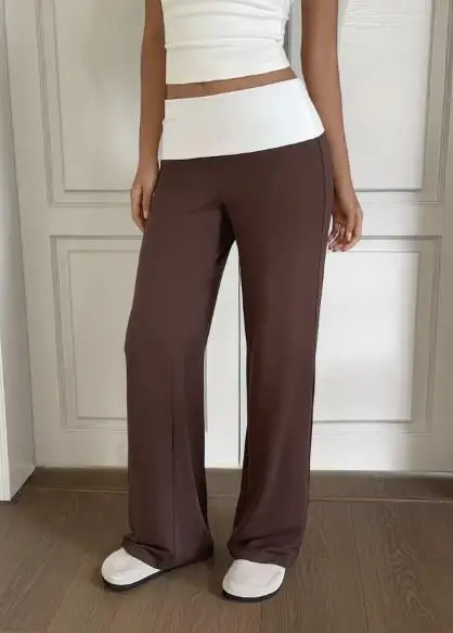 

Summer Classic Fashionable Elegant Casual Color Blocking Design Low Waist Versatile Slim Fit Yoga Sports Straight Leg Pants