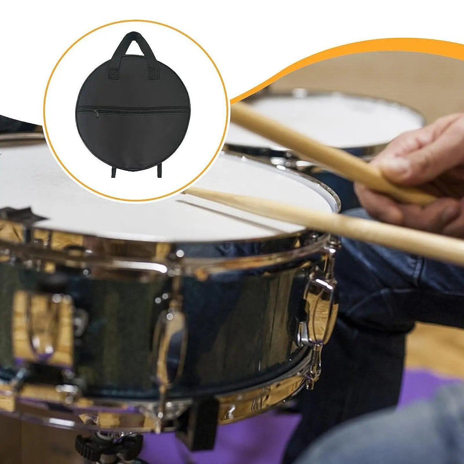 Snare Drum Bag with Pocket Portable with Adjustable Shoulder Straps Dustproof Storage Drum Protection Travel Drum Case Backpack