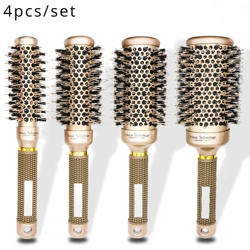 

4 Sizes/set Professional Salon Styling Tools Round Hair Comb Hairdressing Curling Hair Brushes Comb Ceramic Iron Barrel Comb