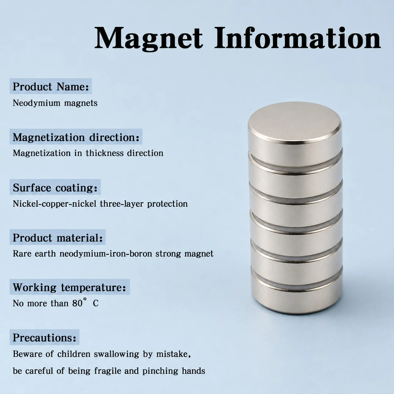 Neodymium Magnet Extra Strong High Purity Magnetic Raw Material Round Disc 30x10mm for Cabinet Attachment Tool Fixing