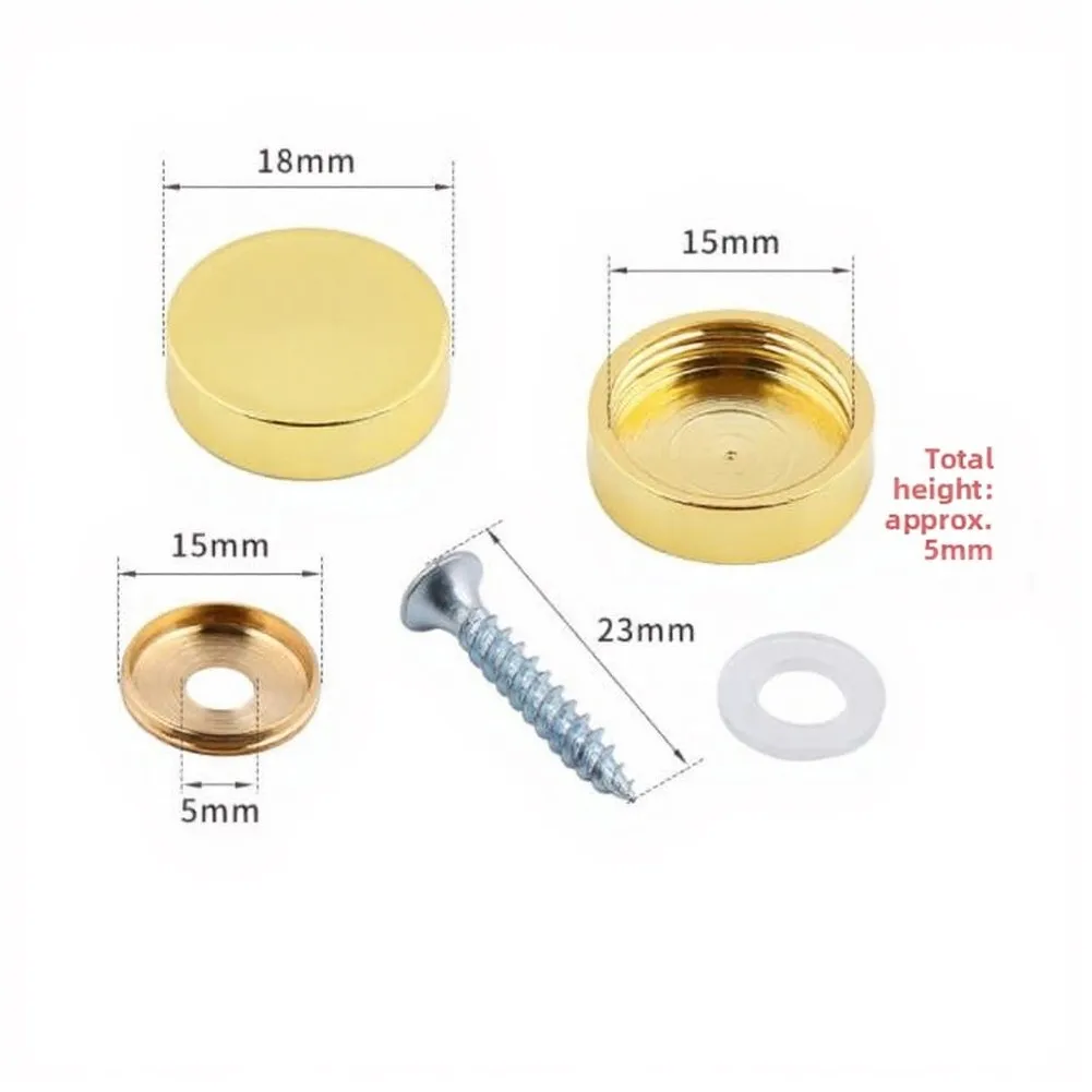 Brass Look Decorative Screws 16pcs for Mirrors For Furniture Signs Glass Panels Wardrobes Bathroom Art Mounting