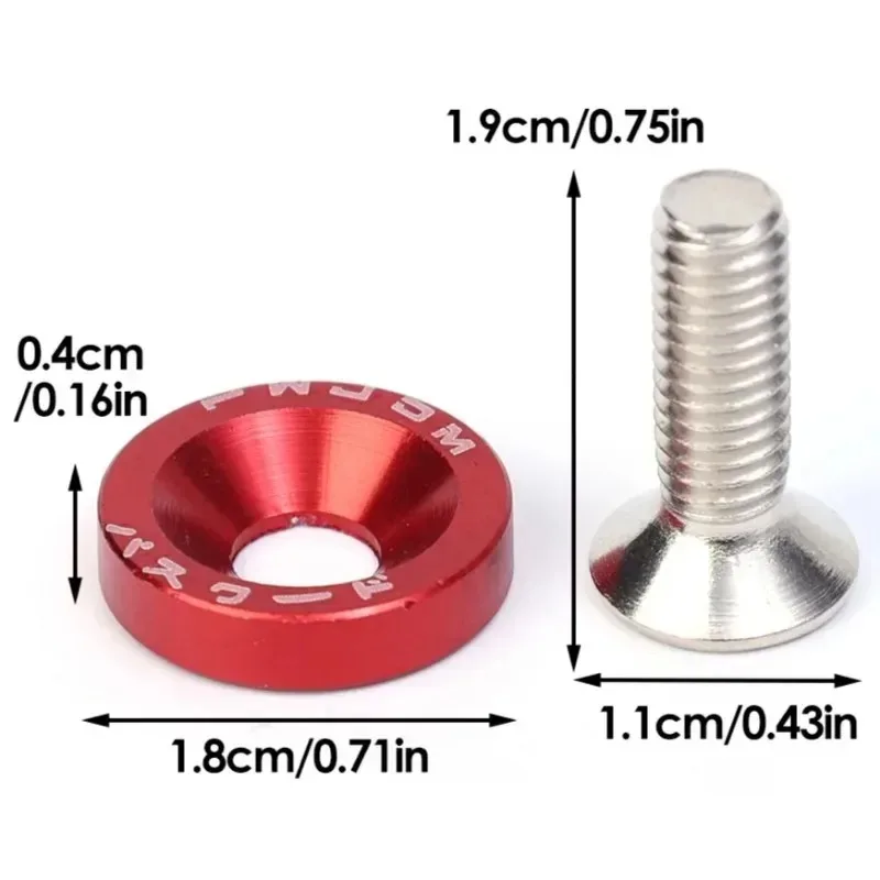 JDM Fender Washers M6 Bolt Set Car Modification Gasket Screw Fender Bumper Engine Aluminum Concave Screws Hex Fastener for Honda