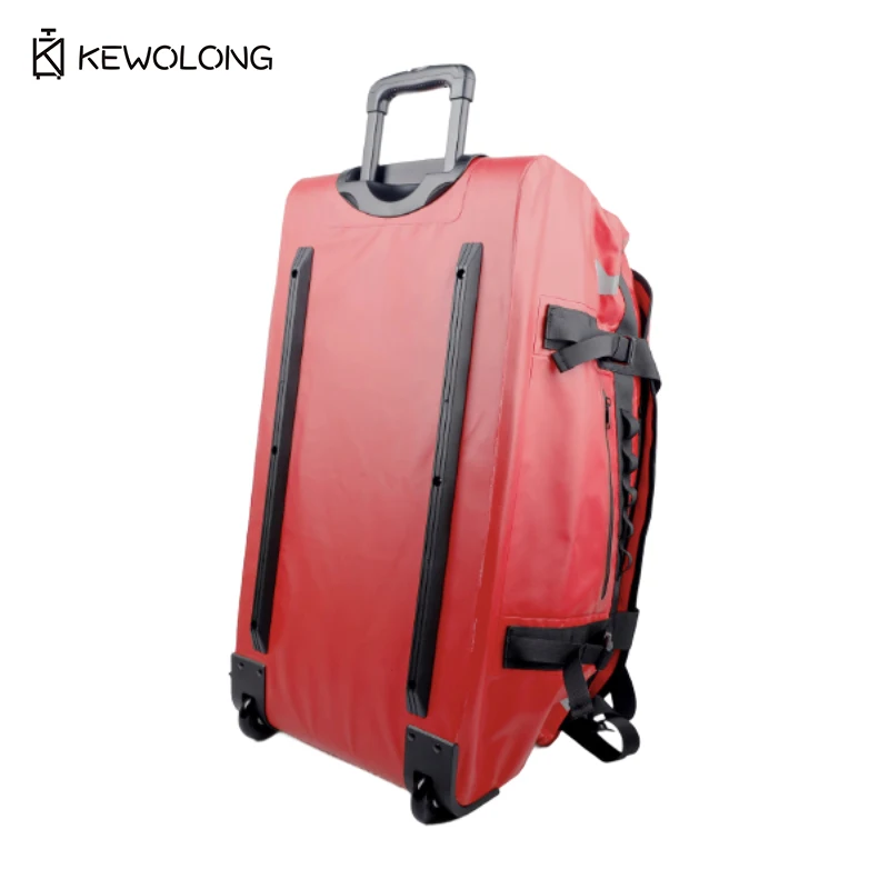 Borsone grande con rotelle impermeabile in PVC da 90 litri per viaggi, campeggio, borsa da traino per salvataggio all'aperto e di emergenza
