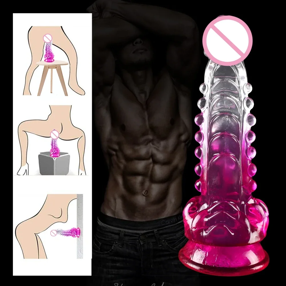 Crystal Jelly Enorme Spike Anal Butt Plug Dildo Realistische Penis Butt Sexy Speelgoed Voor Koppels Vagina Anale Vrouwen Dildo 'S Sex Tool