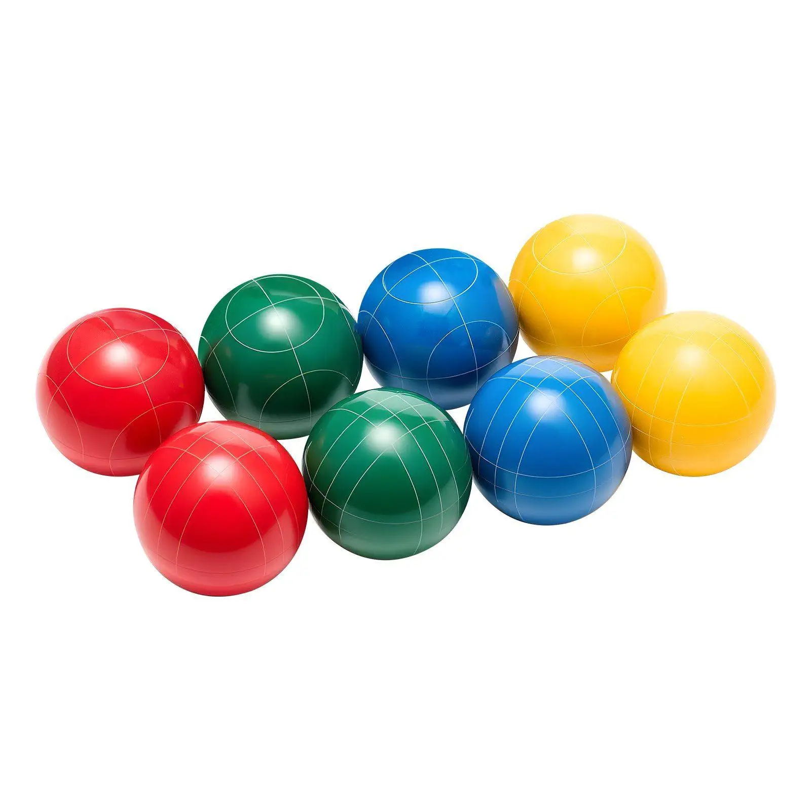 

All Season 100mm Bocce Ball Set 8pc Resin Made With Pallino Measure Rope Wear Resistant Carry Bag 4 Color Option