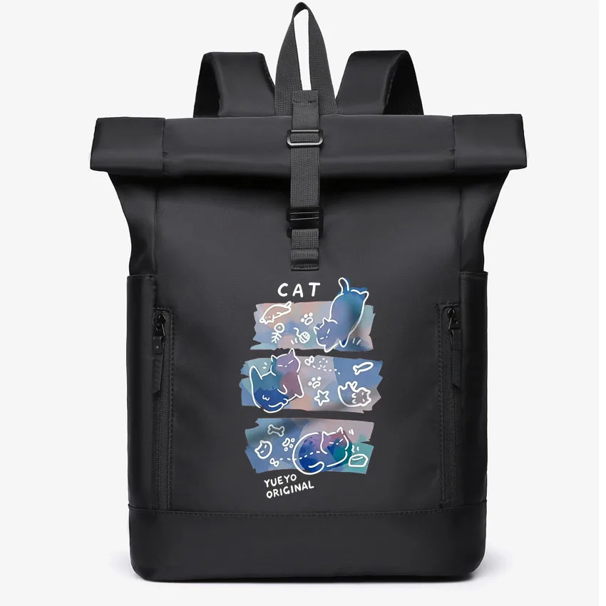 

Unisex Casual Backpack Funny Japanese Style Naughty Cat Print Personalized Laptop Backpack Large-Capacity Multi-Functional Bag