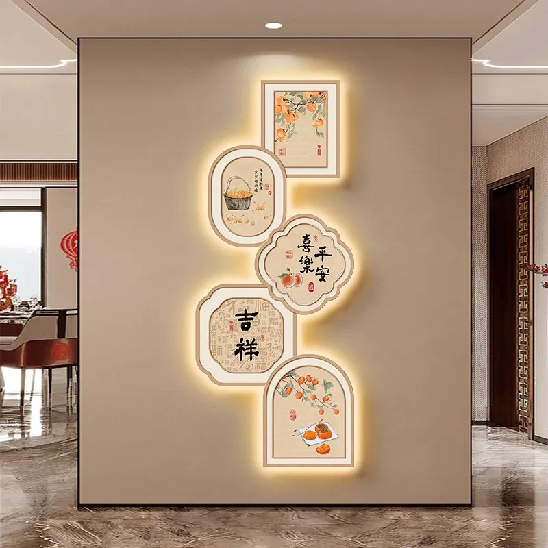 

New 2025 style LED wall lamp for entrance hall, creative corridor passage wall painting, new Chinese style luminous wall paintin