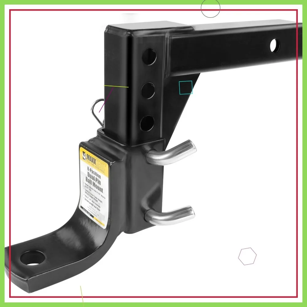 

8-позиционный регулируемый фаркоп с шаровым креплением — грузоподъемность 5000 фунтов GTW, черная отделка для безопасного буксировки