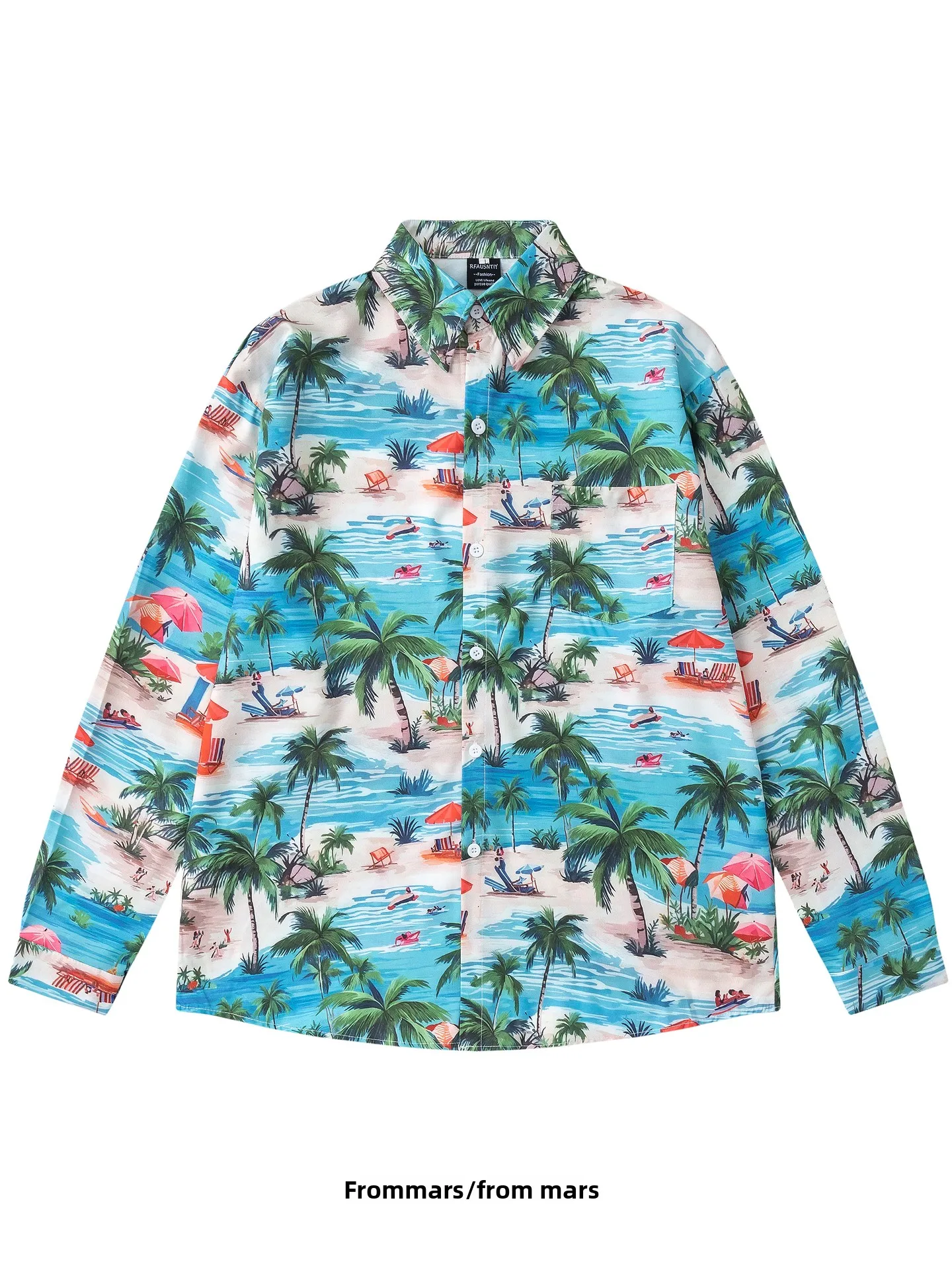 

Loose Long Sve Men's irt from Beach Vaion Hawaii nut Tree Print Summer Casual Polyester Fiber Breathable