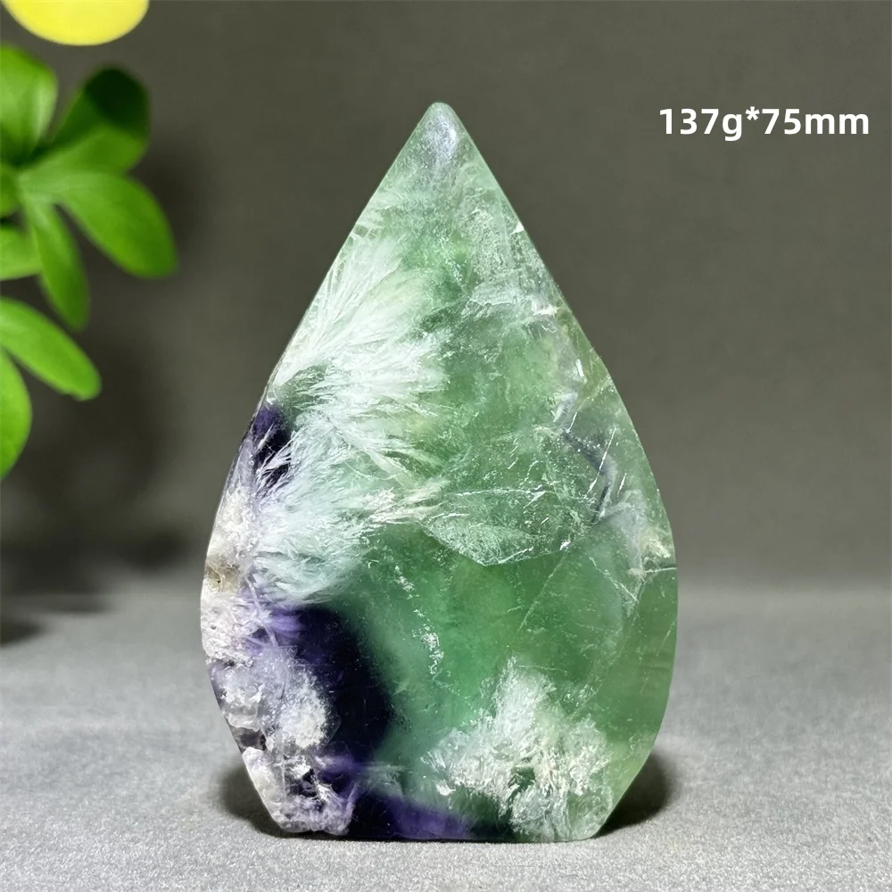 Natural Gemstone Feather Fluorite Ornament Free Body Torch Mineral Crystal Spiritual Stone Chakra Home Decoration