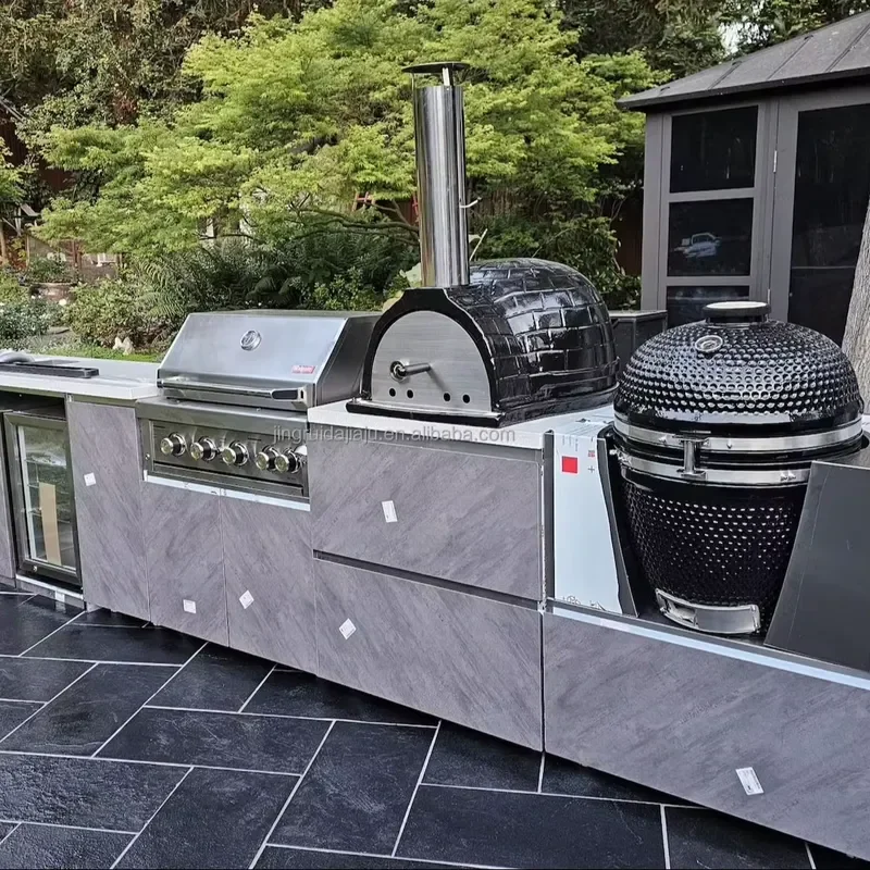Modular Outdoor Stainless Steel BBQ Kitchen with Pizza Oven and Sink