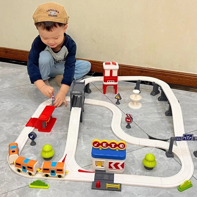 Engenheiro elétrico aventura trem ferroviário brinquedos educativos diy trem de alta velocidade modelo carro crianças brinquedos para meninos crianças presentes