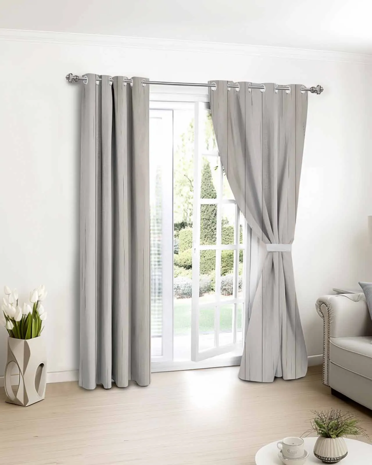 

White Distressed Wood Plank Curtains For Kitchen Bedroom Window Treatment Curtains for Living Room Home Decor Drapes