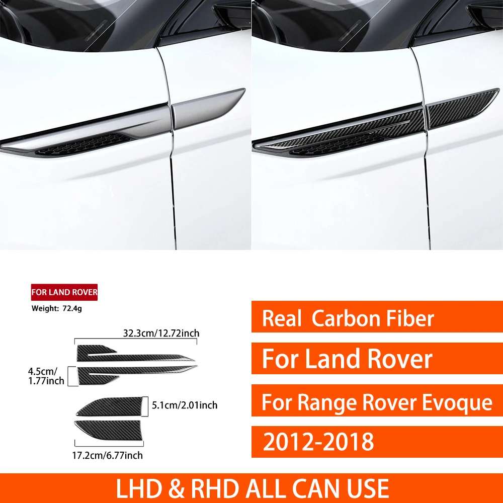 Für Land Rover Range Rover Evoque 2012-2018 Echtcarbon-Aufkleber Seitenstoßstangen-Lüftungsgitter Autozubehör Dekorativ