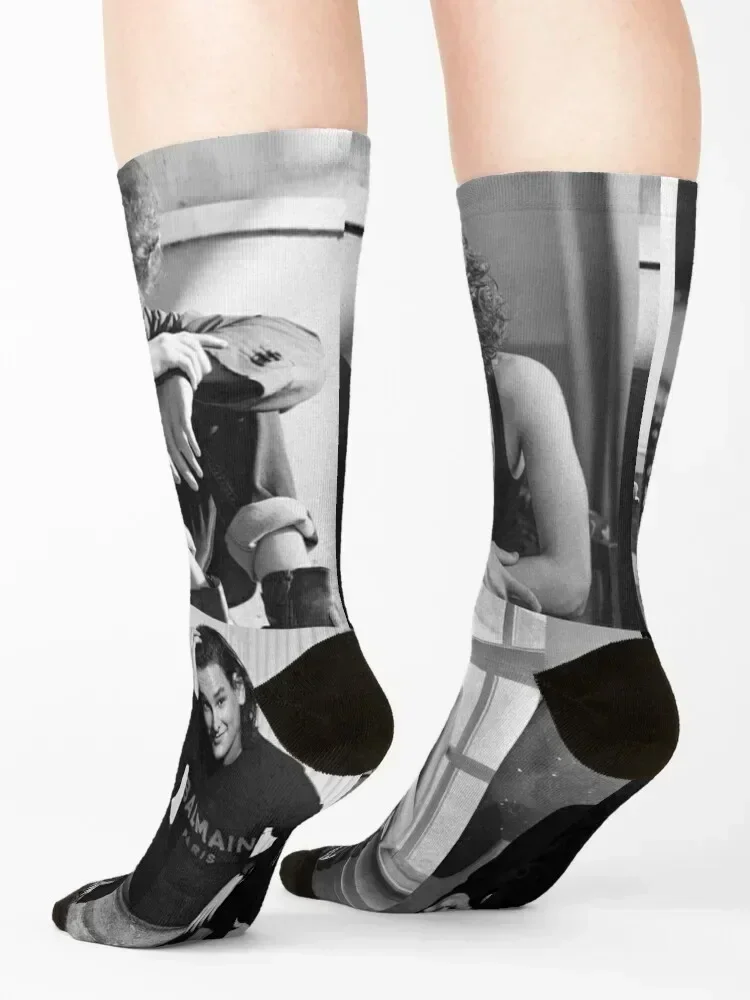 Calcetines Collage Mason Thames en blanco y negro, calcetines nuevos de Año Nuevo para niña y hombre