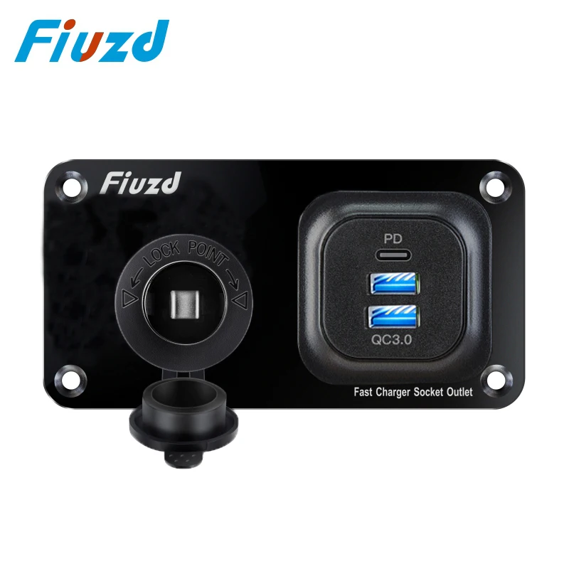 12V Marine DCigarette Socket Switch Panel USB Charger Outlet Splitter Power Panel Adapter for Car Boat Motorcycle RV Truck ATV