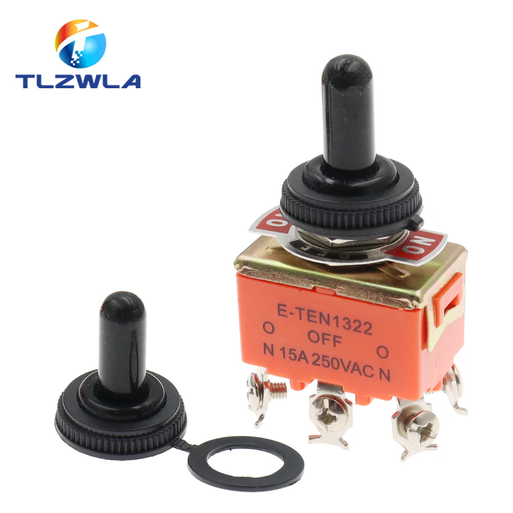 1PCS E-TEN1322 Rocker Toggle Switch 6Pin Head 3 Grade Switch Double Pole Double Throw Toggle Switch Power Supply 15A 250VDC