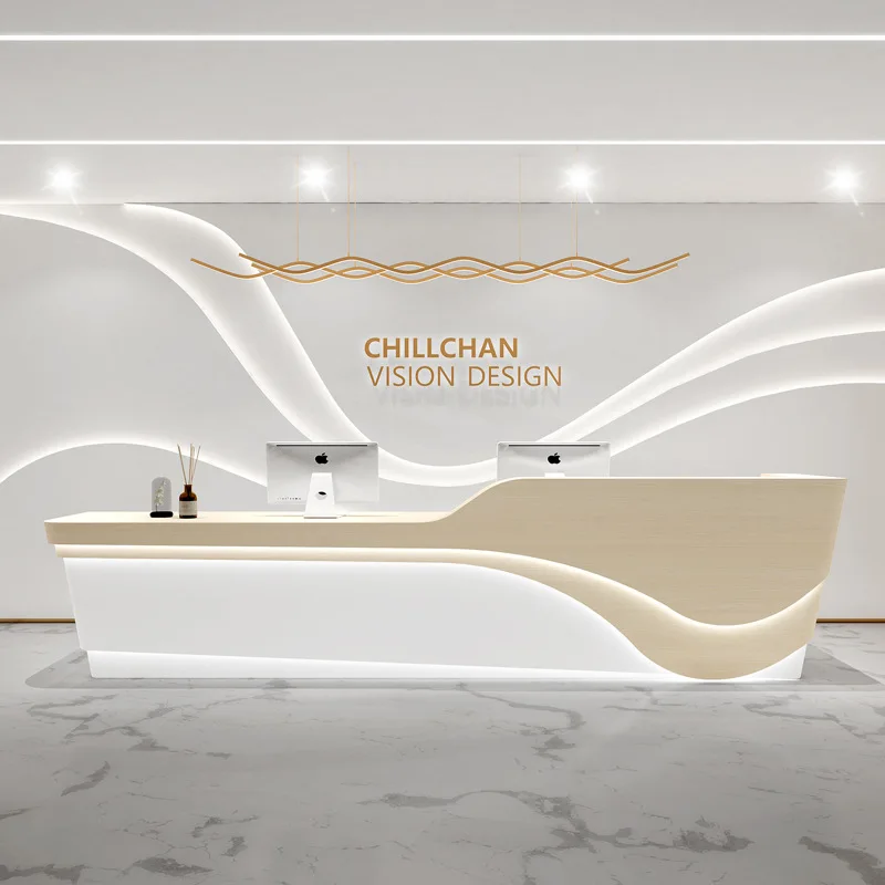 Paint checkout page Simple modern beauty salon curved bar