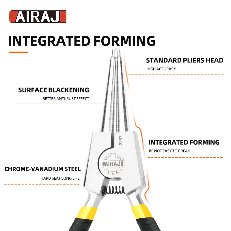 AIRAJ 7-In Circlip Pliers Needle nose Pliers Retaining Ring Pliers for Removing Installing Puller Locking Rings Shafts Hand Tool