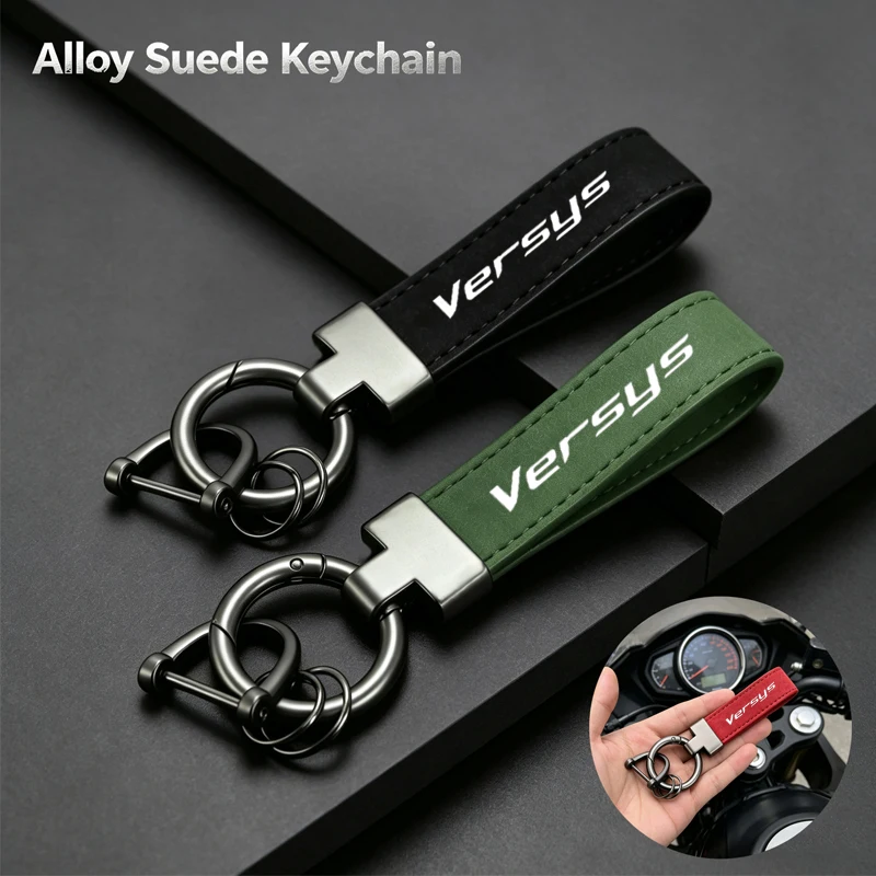 Deluxe Fashion Suede KeyChain Horseshoe Buckle Motorcycle Key Ring For KAWASAKI VERSYS 650 Z650 Z900 NINJA 650 VERSYS650