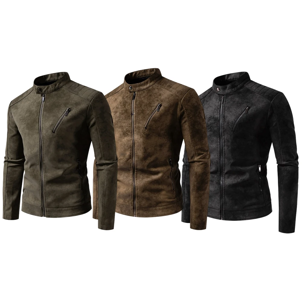 

Новая весенне-осенняя американская повседневная кожаная куртка в стиле ретро, мужская модная мотоциклетная кожаная куртка, окрашенное в галстук матовое пальто