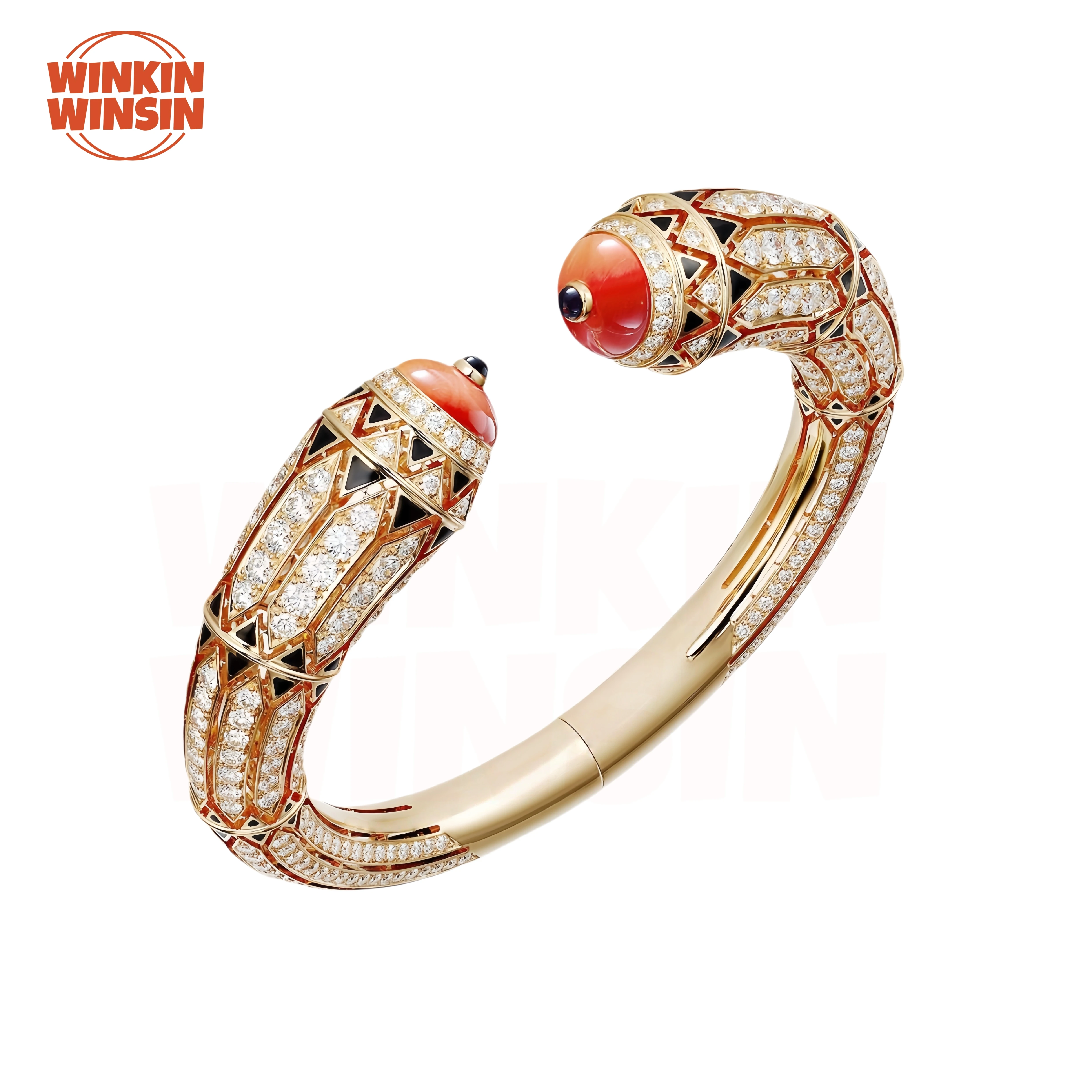 

Winkin Winsin Luxury Brand Designer 925 Sterling Silver Jewelry Bangle For Women Blue Turquoise Coral Gemstones Cuff Bracelets